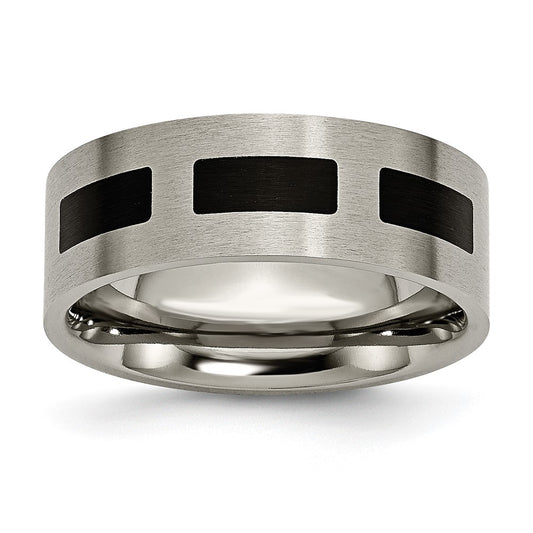 Chisel Titanium Brushed with Black Rubber 8mm Flat Band