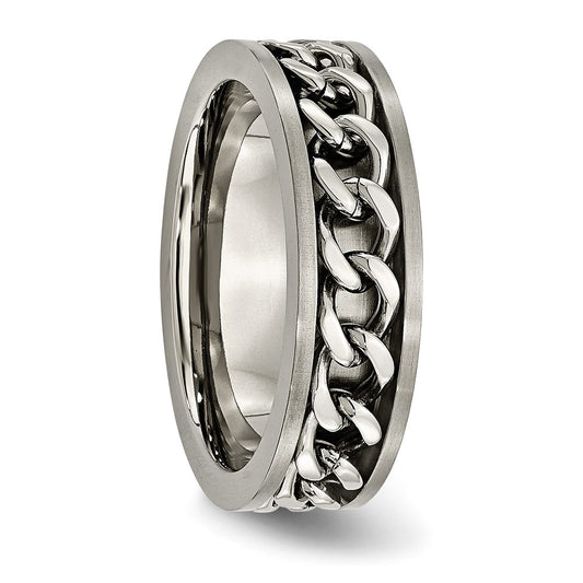 Chisel Titanium Brushed 7mm Chain Inlay Band