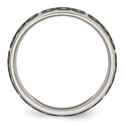 Chisel Titanium Polished Celtic Laser Design 8mm Band