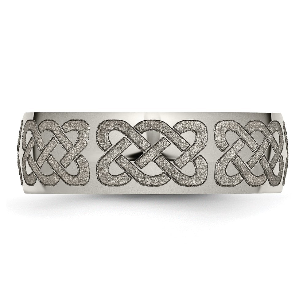 Chisel Titanium Polished Celtic Laser Design 8mm Band