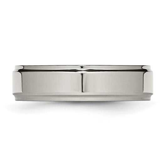 Chisel Titanium Polished 6mm Ridged Edge Band