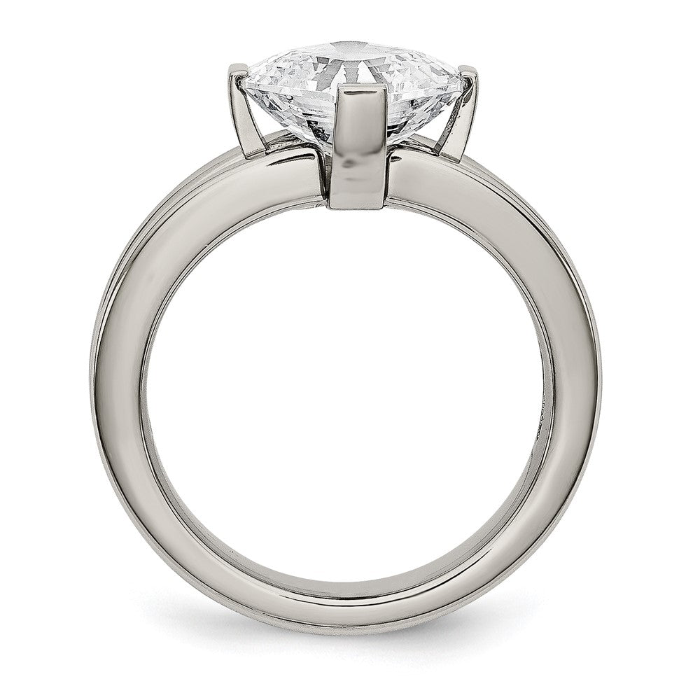 Chisel Titanium Polished with CZ Ring
