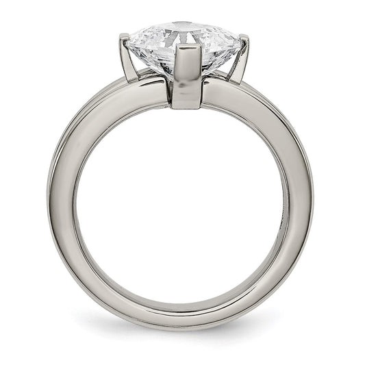 Chisel Titanium Polished with CZ Ring