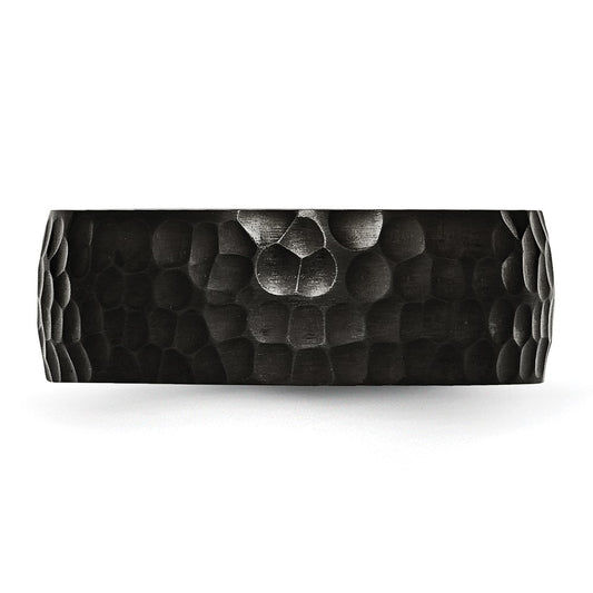 Chisel Titanium Brushed and Polished Hammered Black IP-plated 8mm Band