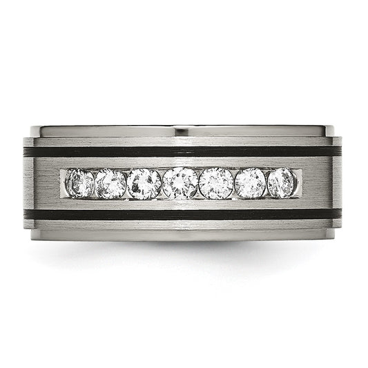Chisel Titanium Brushed Polished and Enameled 1/2 Carat Diamond 9mm Band