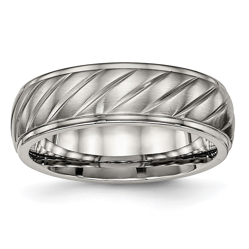Chisel Titanium Brushed and Polished 7mm Grooved Band