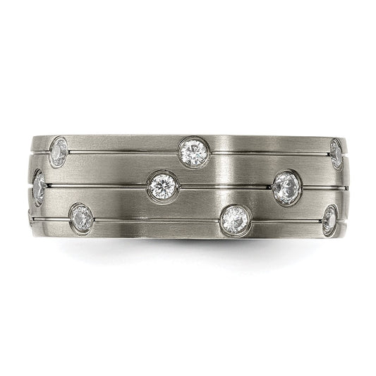 Chisel Titanium Brushed with CZ 8.00mm Band