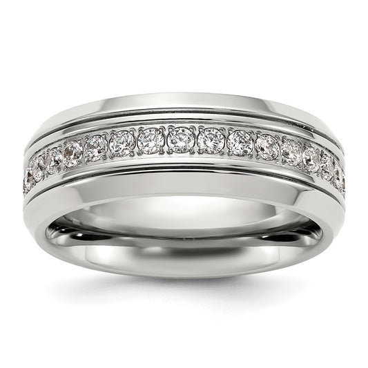 Chisel Titanium Polished with CZ 8mm Band