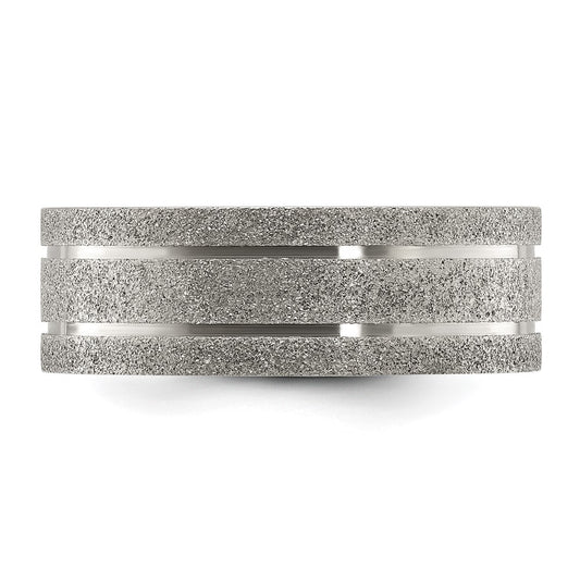 Chisel Titanium Polished Laser-cut Grooved 8mm Band