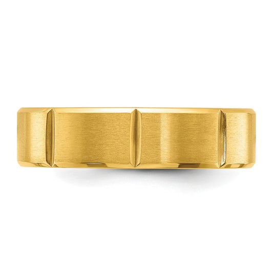 Chisel Titanium Polished Yellow IP-plated Grooved 6mm Band