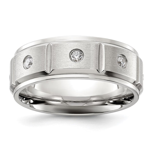 Chisel Titanium Brushed and Polished with CZ 8mm Band