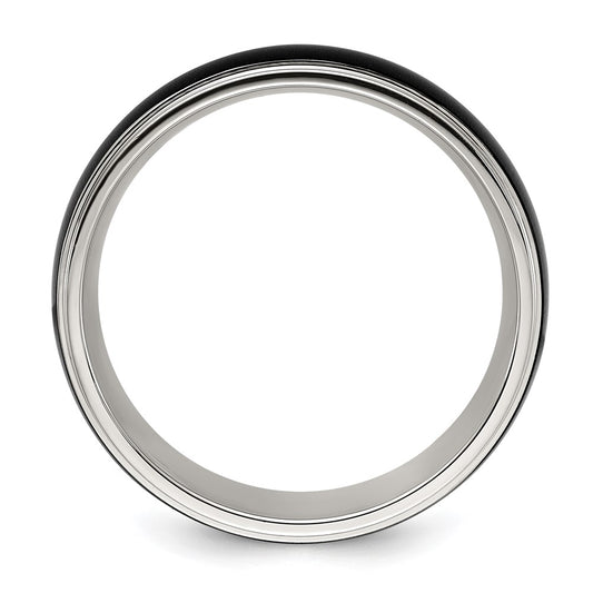Chisel Titanium Polished with Brushed Black IP-plated Center 8mm Band