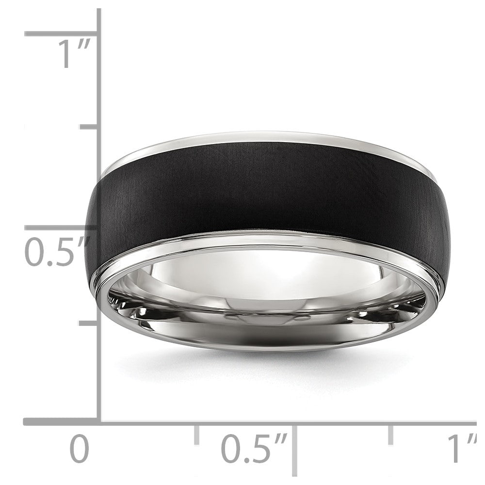 Chisel Titanium Polished with Brushed Black IP-plated Center 8mm Band