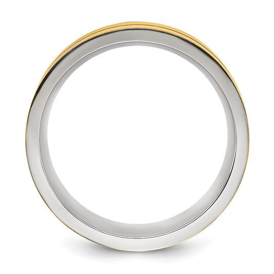 Chisel Titanium Brushed and Polished Yellow IP-plated 8mm Band