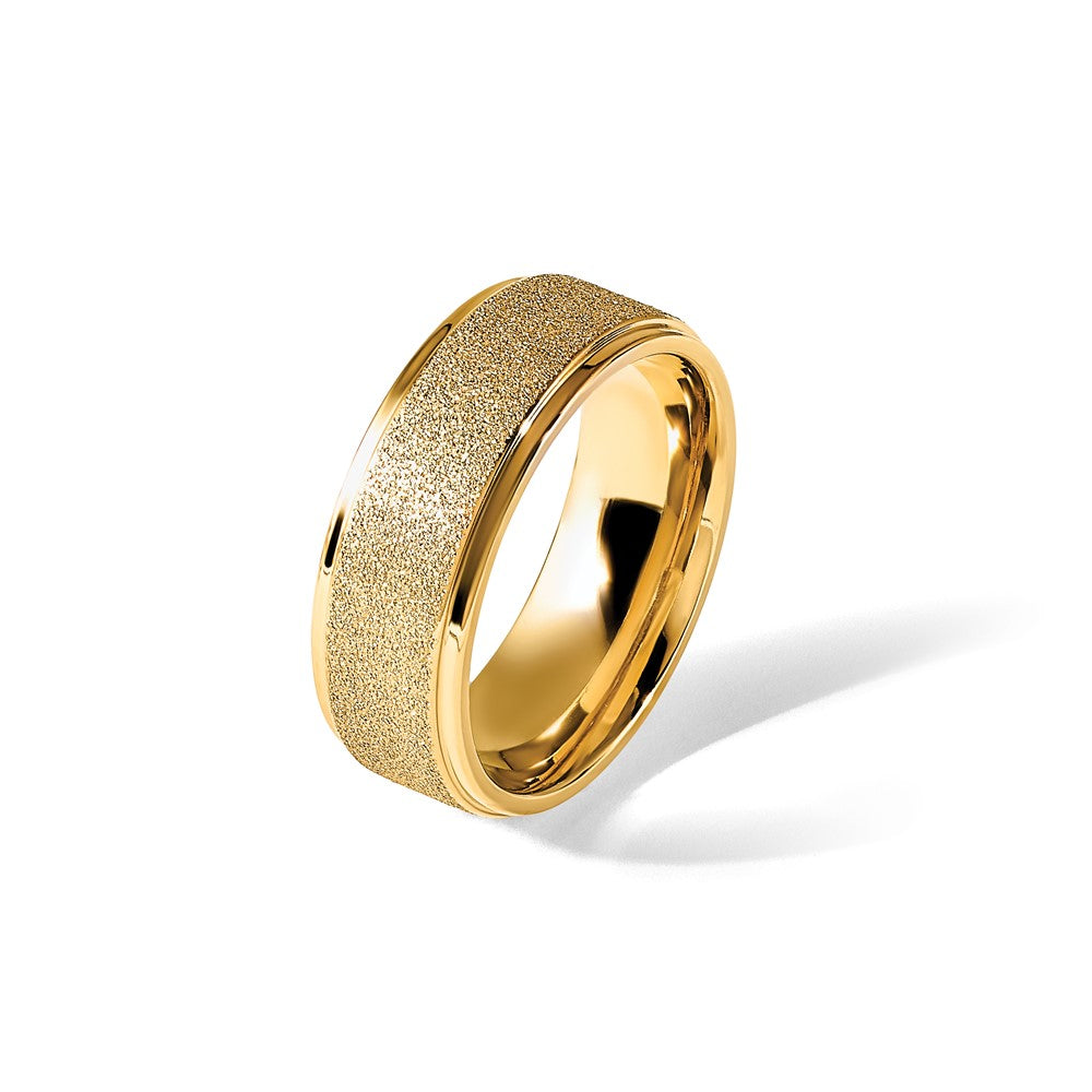 Chisel Titanium Polished Laser-cut Center Yellow IP-plated 8mm Band