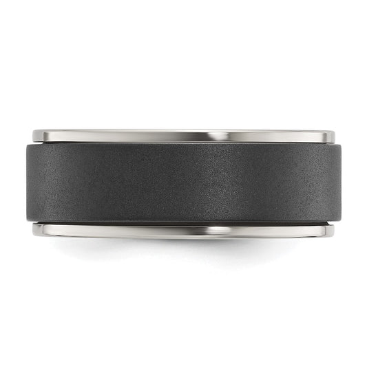 Chisel Titanium Polished with Brushed Black Zirconium Rotating Inner Channel 8mm Band