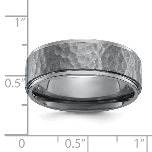 Chisel Tantalum Brushed and Polished Hammered Center 8mm Beveled Edge Band