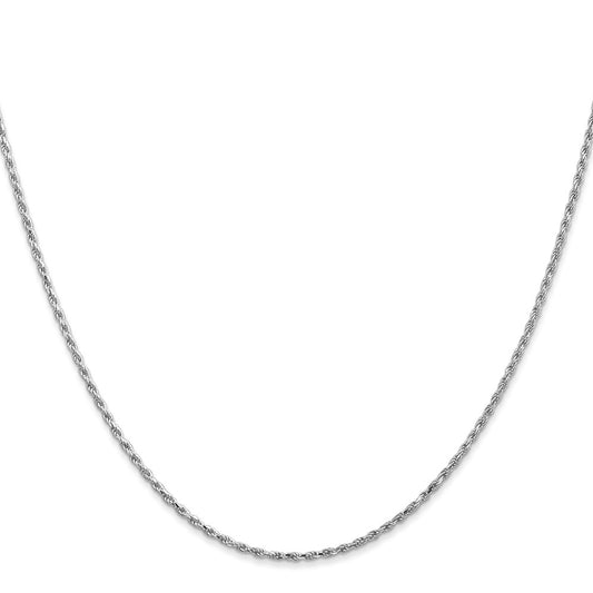 14K White Gold 1.3mm Diamond-cut Machine Made Rope with Lobster Clasp Chain Chain