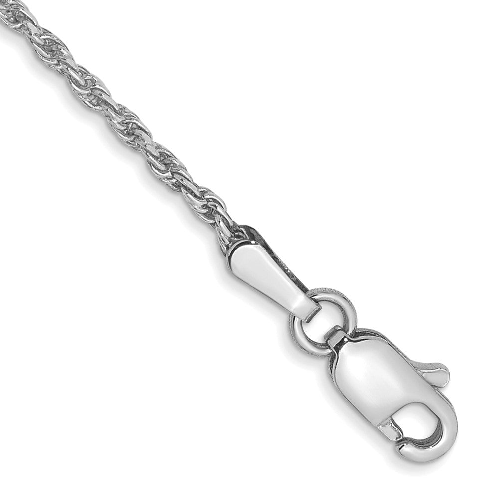 14K White Gold 1.3mm Diamond-cut Machine Made Rope with Lobster Clasp Chain Anklet