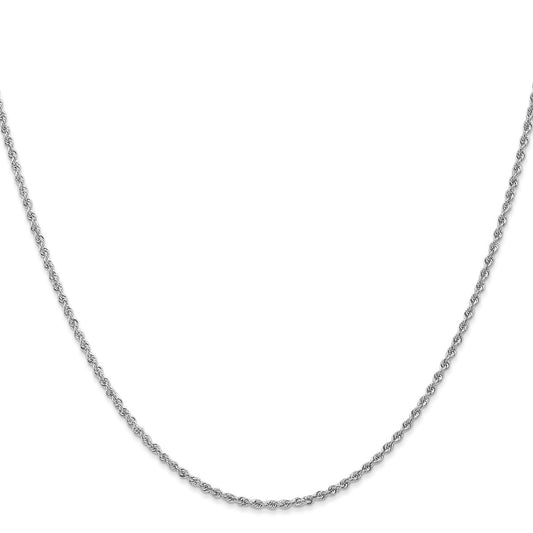 14K White Gold 1.5mm Regular Rope with Lobster Clasp Chain