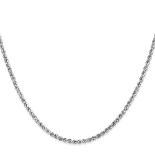 14K White Gold 2.25mm Regular Rope with Lobster Clasp Chain