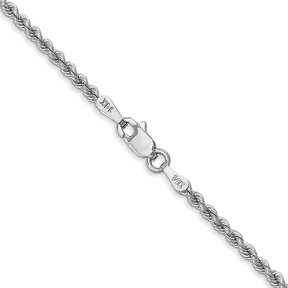 14K White Gold 2.25mm Regular Rope with Lobster Clasp Chain