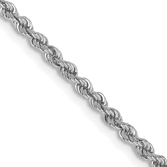 14K White Gold 2.25mm Regular Rope with Lobster Clasp Chain