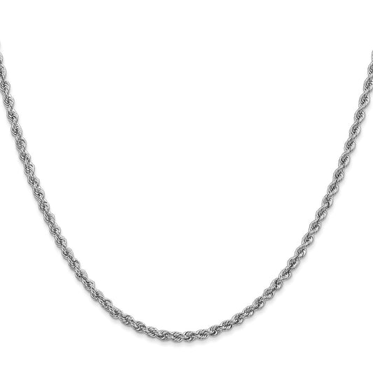 14K White Gold 2.5mm Regular Rope with Lobster Clasp Chain