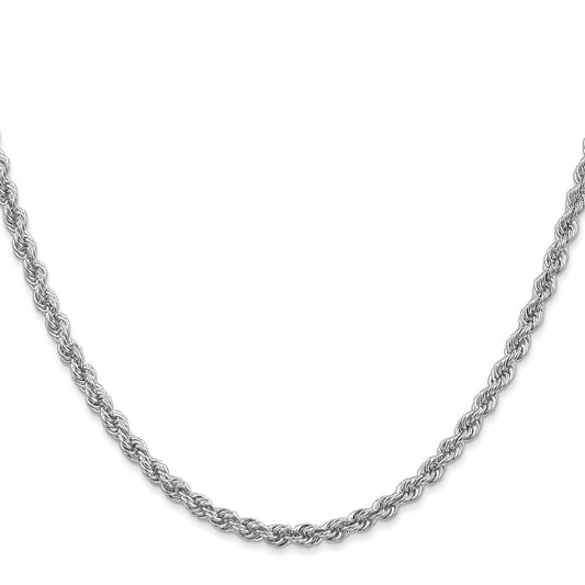 14K White Gold 3mm Regular Rope with Lobster Clasp Chain