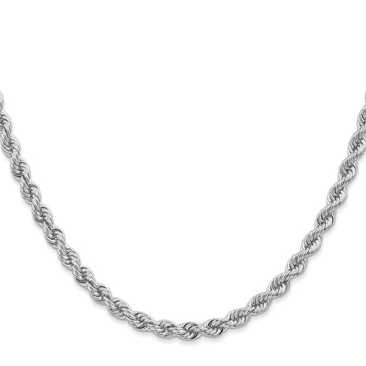 14K White Gold 4mm Regular Rope with Lobster Clasp Chain