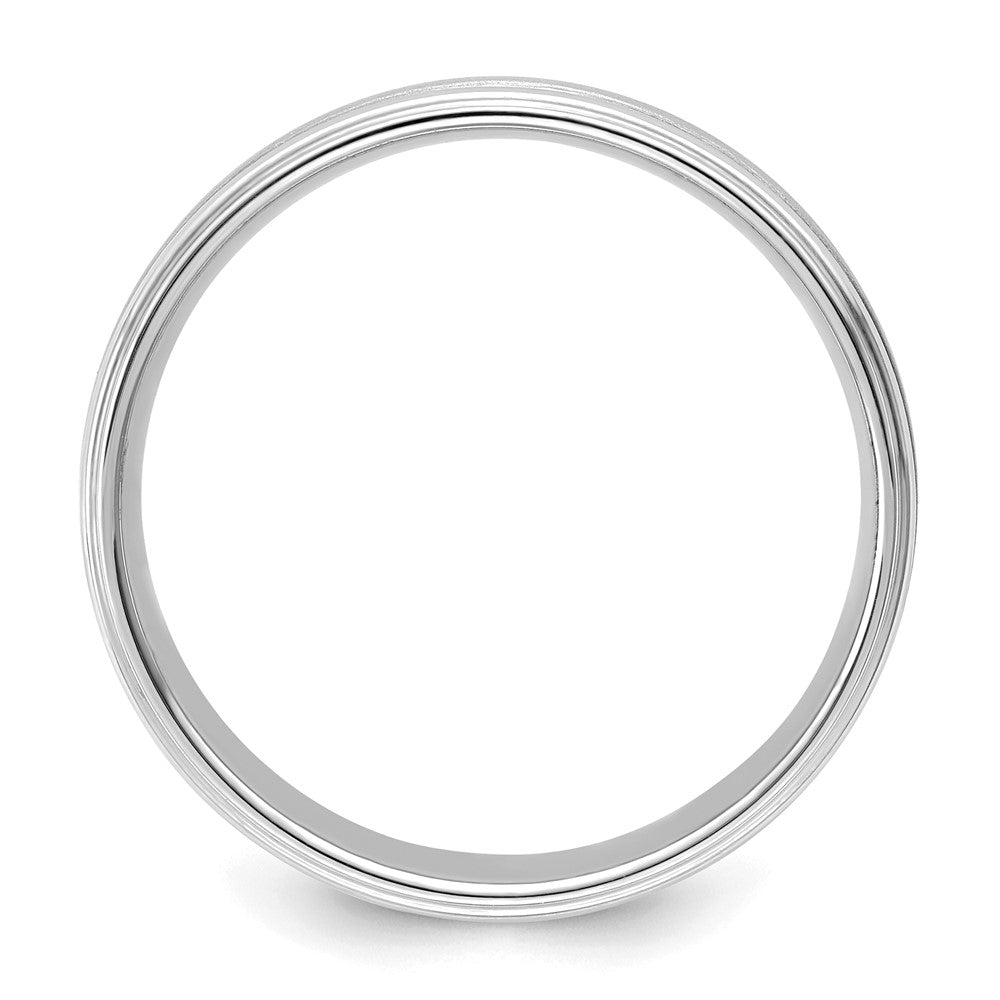 14k White Gold 6mm Heavyweight Comfort Fit Brushed Satin/Polished Milgrain Grooved Edge Wedding Band
