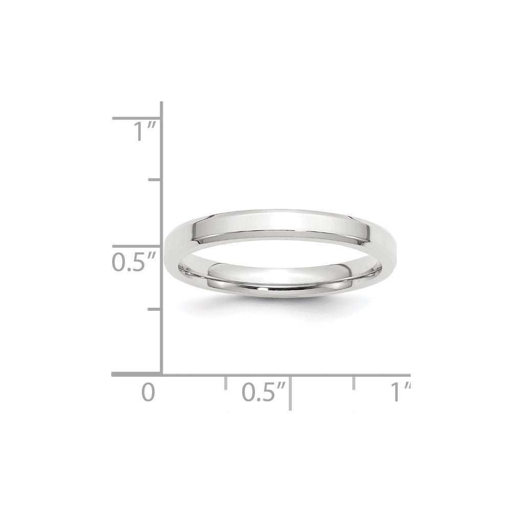 14k White Gold 3mm Beveled Edge Comfort Fit Wedding Band