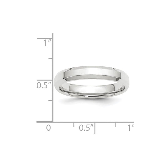 14k White Gold 4mm Beveled Edge Comfort Fit Wedding Band