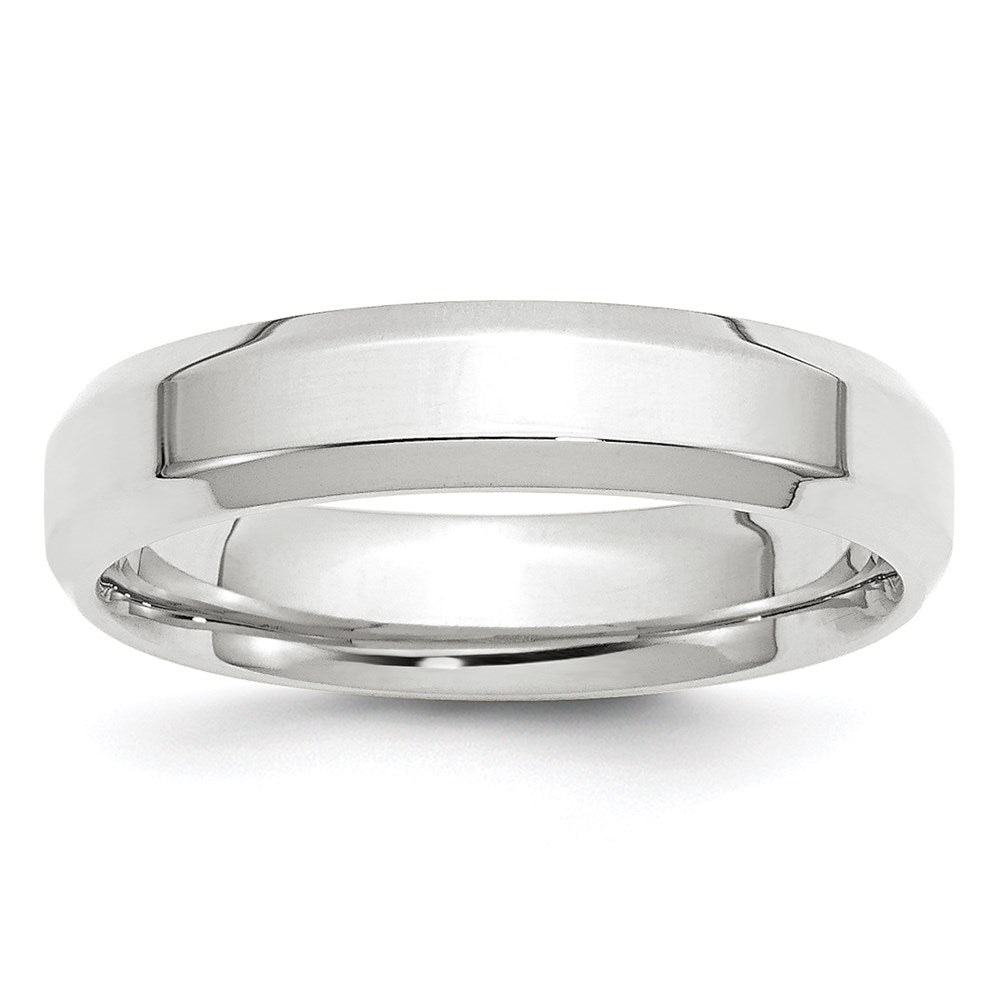 14k White Gold 5mm Beveled Edge Comfort Fit Wedding Band 
