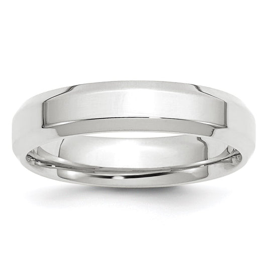 14k White Gold 5mm Beveled Edge Comfort Fit Wedding Band 