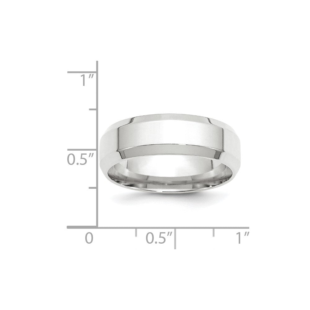 14k White Gold 7mm Beveled Edge Comfort Fit Wedding Band