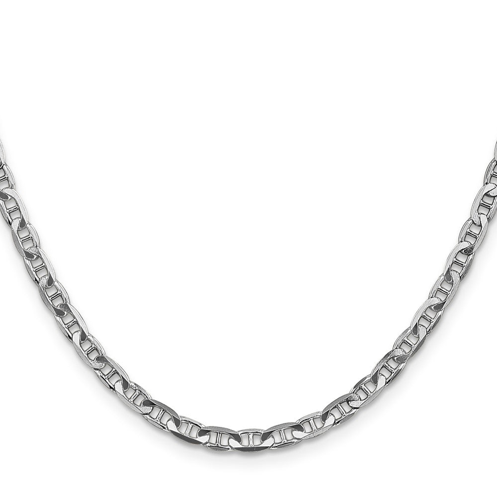 14K White Gold 3.75mm Concave Anchor with Lobster Clasp Chain