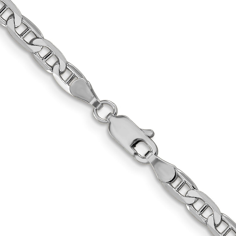 14K White Gold 3.75mm Concave Anchor with Lobster Clasp Chain