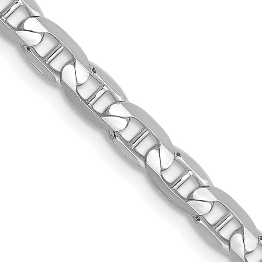 14K White Gold 3.75mm Concave Anchor with Lobster Clasp Chain