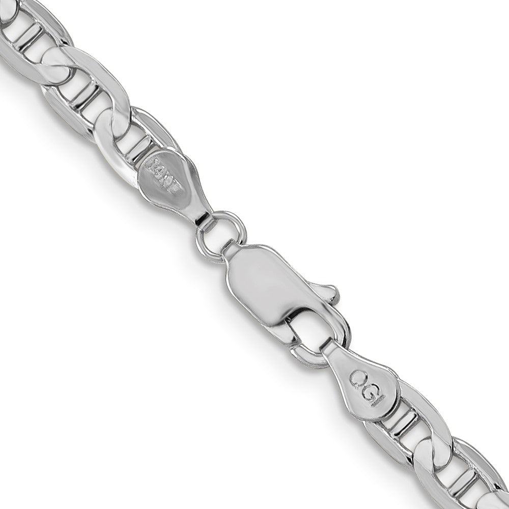 14K White Gold 4.5mm Concave Anchor with Lobster Clasp Chain
