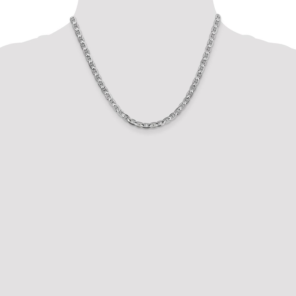 14K White Gold 3.75mm Concave Anchor with Lobster Clasp Chain