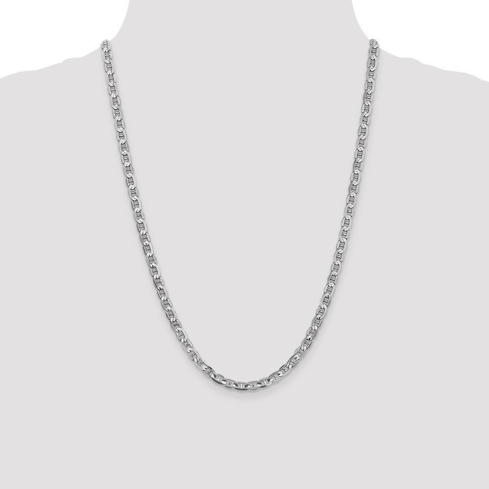 14K White Gold 4.5mm Concave Anchor with Lobster Clasp Chain