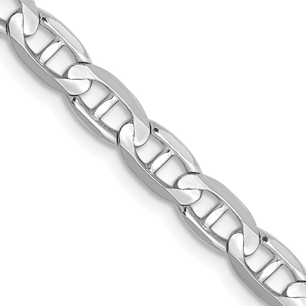 14K White Gold 4.5mm Concave Anchor with Lobster Clasp Chain