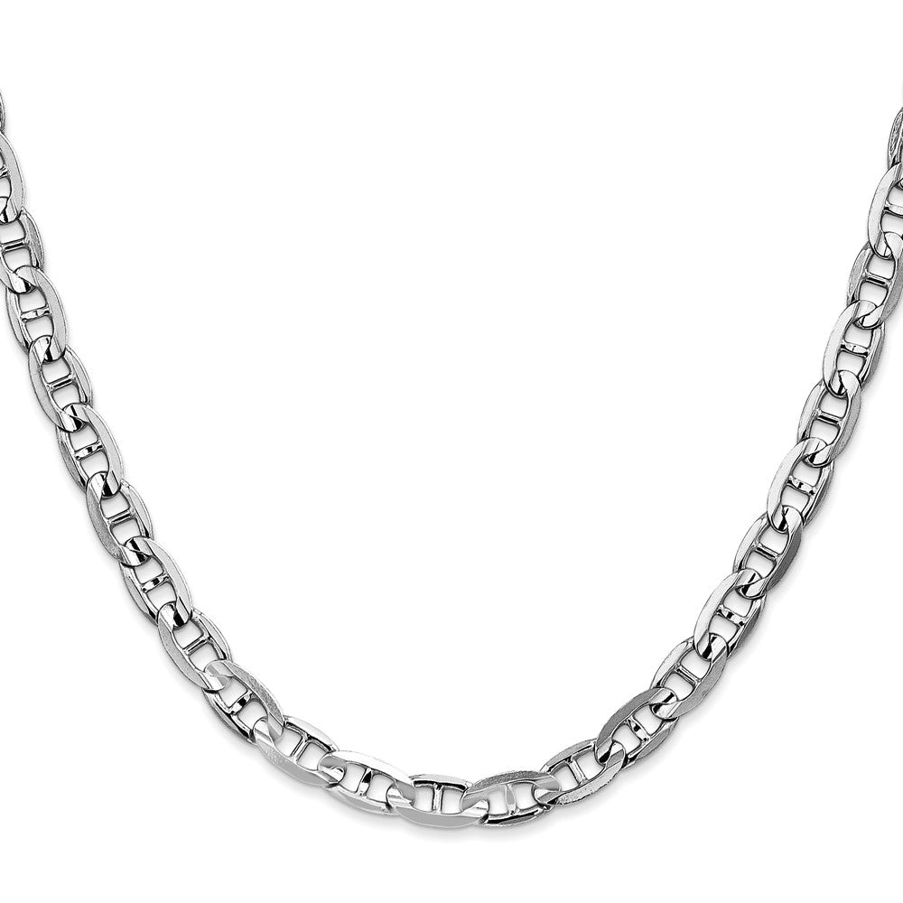 14K White Gold 5.25mm Concave Anchor with Lobster Clasp Chain
