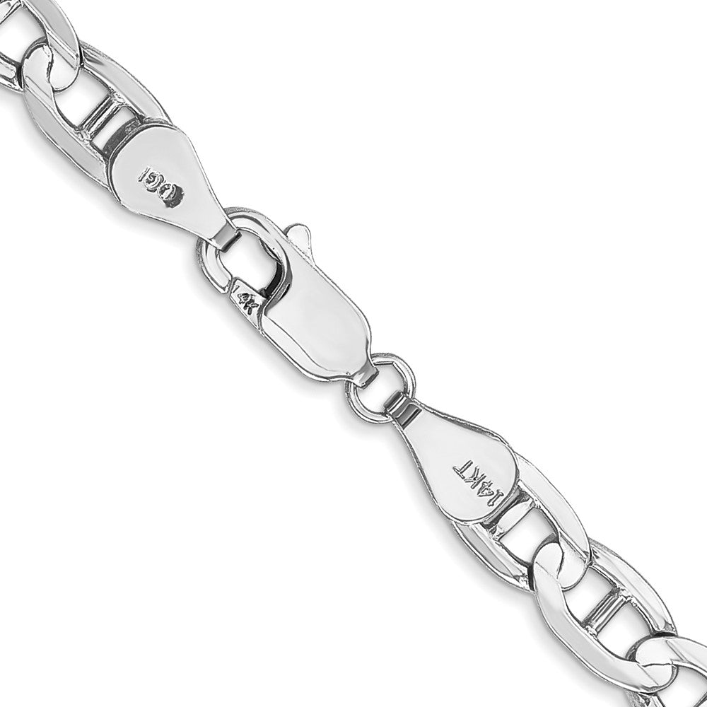 14K White Gold 5.25mm Concave Anchor with Lobster Clasp Chain