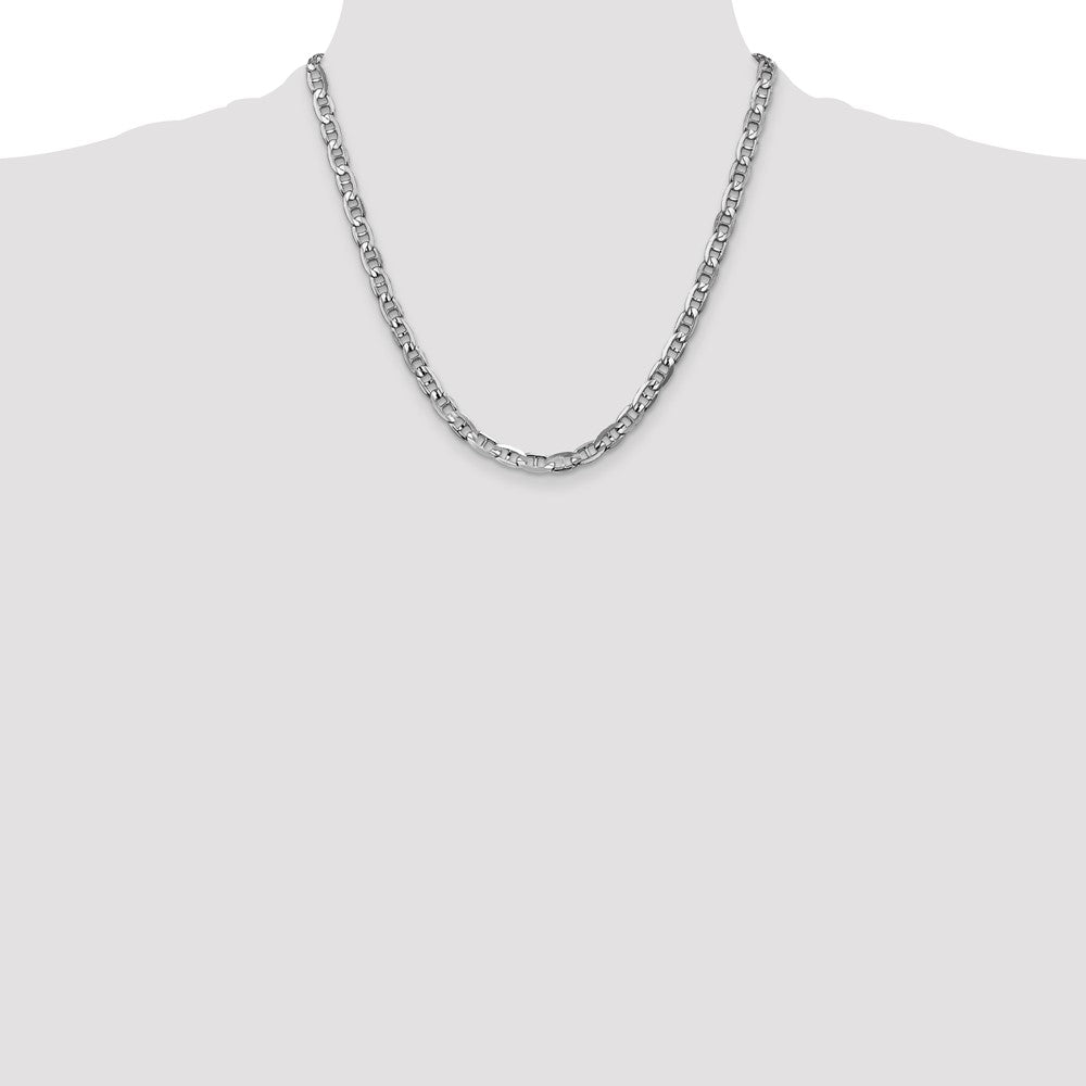 14K White Gold 5.25mm Concave Anchor with Lobster Clasp Chain