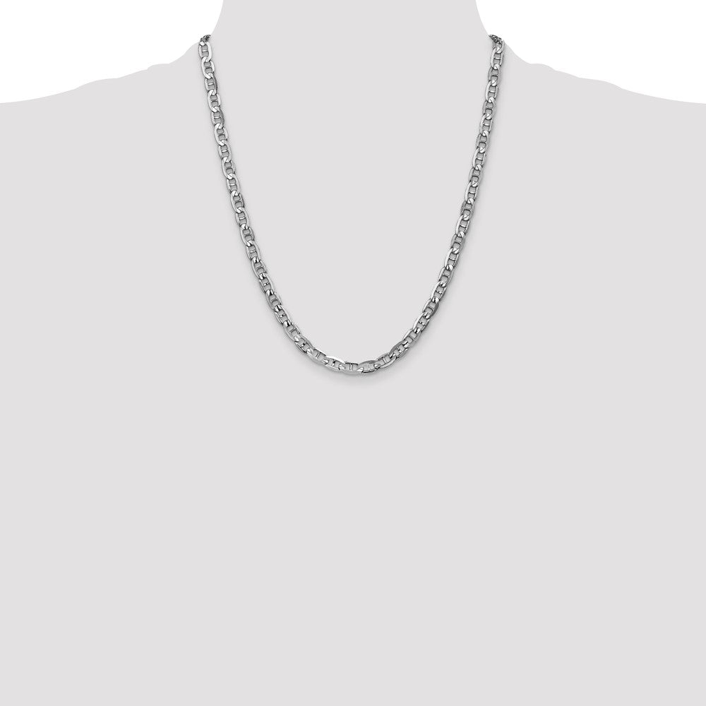 14K White Gold 5.25mm Concave Anchor with Lobster Clasp Chain