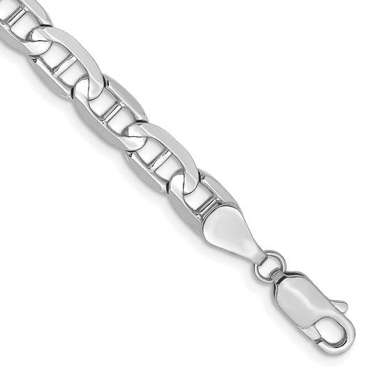 14K White Gold 5.25mm Concave Anchor with Lobster ClaspBracelet