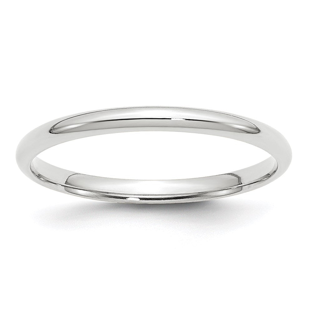 14k White Gold 2mm Lightweight Comfort Fit Wedding Band 