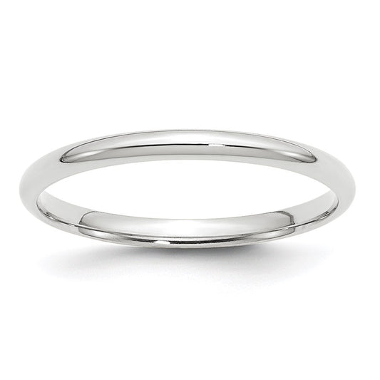 14k White Gold 2mm Lightweight Comfort Fit Wedding Band 